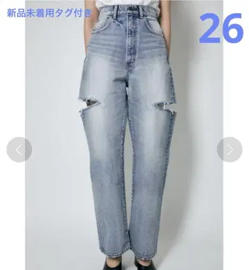 moussy 데님 THIGH SLIT LOOSE STRAIGHT 26