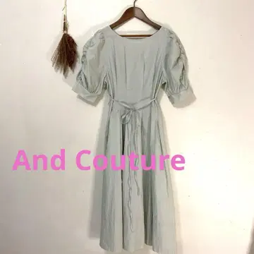 And Couture 퍼프 슬리브 허리 턱 셔츠 원피스 38