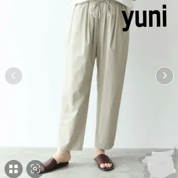 새상품급 유니 강선 코튼 가바벤트 헴 테이퍼드 팬츠 드로 코드