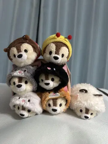 택 포함 새상품 디즈니 칩 쯔무 쯔무 봉제 인형 코스튬 묶음 판매