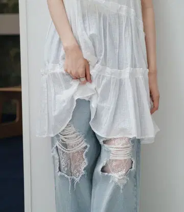 Kastane 레이스 데님 팬츠
