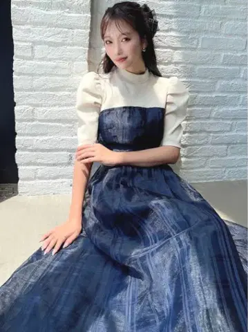 리젝시 체크 레이어드 플레어 원피스