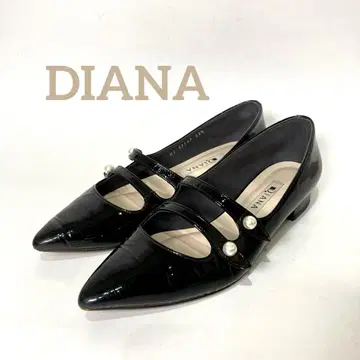새상품급 다이애나 DIANA 펌프스 에나멜 펄 더블 스트랩 블랙