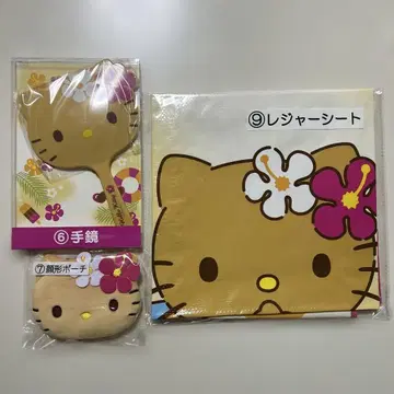 산리오 복권 일광화상 키티 레저 시트 손거울 파우치 세트
