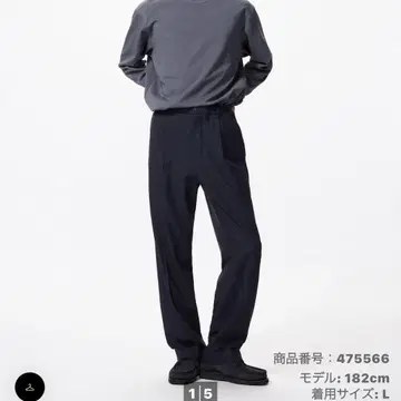 유니클로 턱 와이드 팬츠 블랙