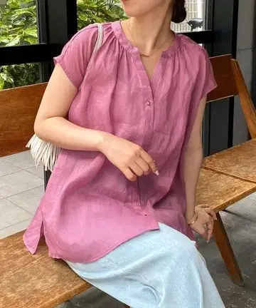 콜라주 개럴개런트 시어 라미 2WAY 프렌치 슬리브 블라우스
