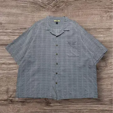 타미힐피거 실크 셔츠 2XL 블루 그레이 오픈 카라 박스 6489