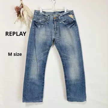 리플레이 REPLAY 데님 팬츠 스트레이트 버튼 플라이 데미지 가공
