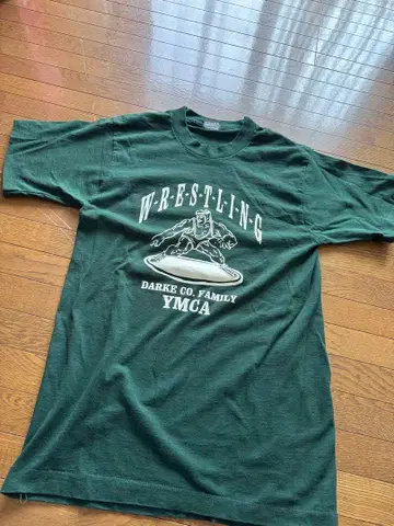 빈티지 WRESTLING 티셔츠 YMCA 다크 그린 S