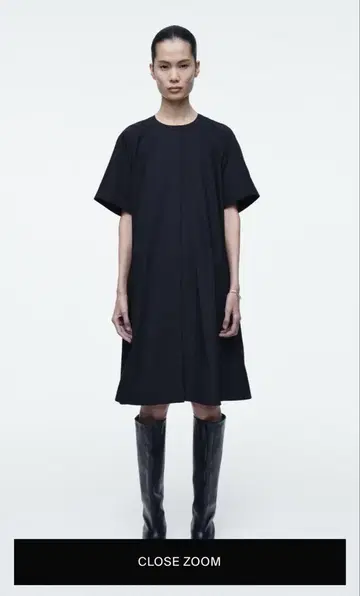 코스 블랙 반팔 셔츠 원피스 A 라인
