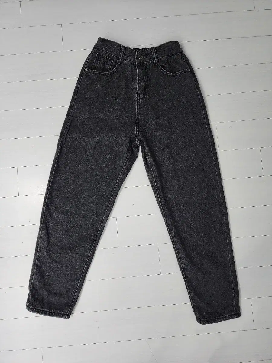 Waist Banding Black Denim Baggy Pants 25~26 Women's Baggy Dark Blue Jeans