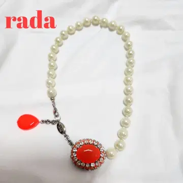 라다 페이크 진주 목걸이 큐빅 오렌지