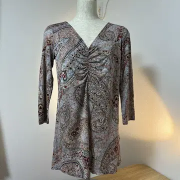 ETRO 빅 사이즈 V넥 7부 소매 튜닉 사이즈 46