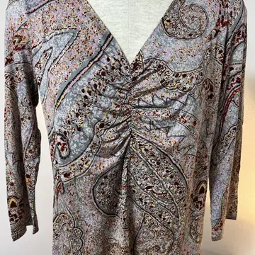 ETRO 빅 사이즈 V넥 7부 소매 튜닉 사이즈 46