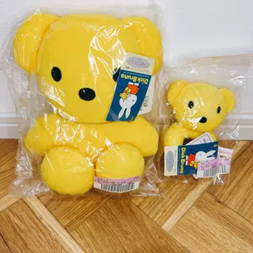 택 포함 미피 곰 봉제 인형과 딸랑이 세트