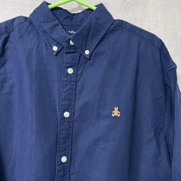 GAP The Big Shirt 네이비 버튼 다운 셔츠 곰 자수