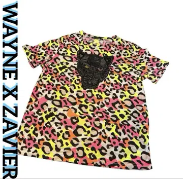"WAYNE X ZAVIER" 컬러풀 블랙 팬서 디자인 반팔 티셔츠