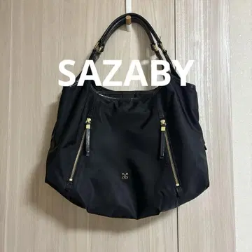 사자비 SAZABY 나일론 토트 네이비