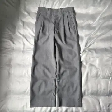 90s 빈티지 투 턱 그레이 와이드 슬랙스 직조 무늬 폴리