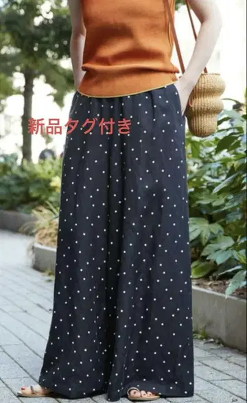베이세 재고 BC.STOCK 린넨 레이온 와이드 이지 팬츠 새상품 도트