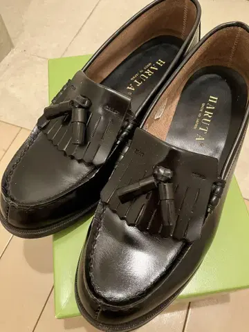 새상품급 HARUTA 가죽 태슬 로퍼 슬립온 블랙 26cm