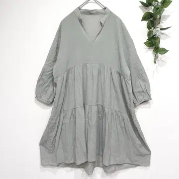 사만사 모스모스 티어드 원피스 비침 오픈 카라 캐주얼 얇은 소재
