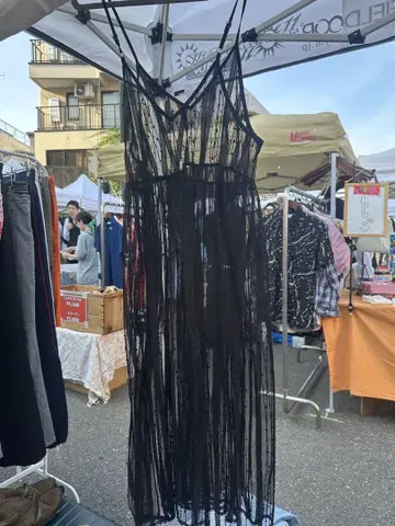 블랙 슬리브리스 롱 원피스