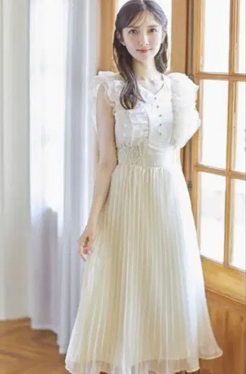 tocco closet 허리 셔링 튤 프릴 플리츠 원피스