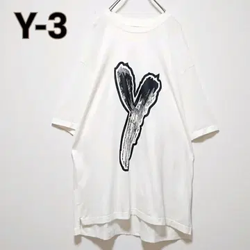 레어 와이 쓰리 양면 빅 로고 오버 사이즈 화이트 반팔 티셔츠
