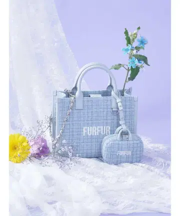 FURFUR 트위드 로고 토트백 SAX