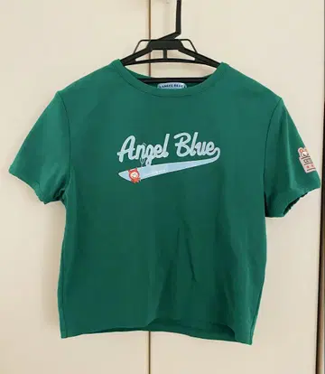 Angel Blue 크롭 티셔츠 반팔 그린