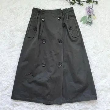 아카이브 롱 플레어 스커트 더블 버튼 올 시즌 허리밴딩