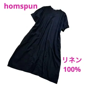homspun(홈스펀) New 린넨 바이오 V넥 원피스 블랙