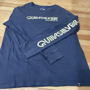 Quiksilver 로고 프린트 긴팔 티셔츠 네이비