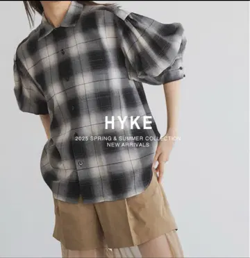 HYKE 하이크 옴브레 체크 셔츠 벌룬 슬리브 블라우스 사이즈 1