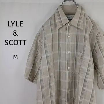 LYLE&SCOTT 반팔 셔츠 M 베이지 체크 무늬 일본제