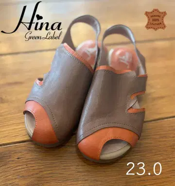 미사용품! Hina GreenLabel 사보 천연 가죽 샌들 23.0
