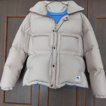 다운 자켓 베이지 파랑 안쪽