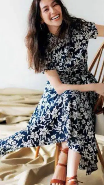 폴로 랄프로렌 꽃무늬 셔츠 원피스 네이비