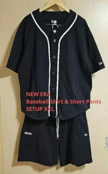 뉴에라 베이스볼 셔츠 하프 팬츠 셋업 2XL 블랙