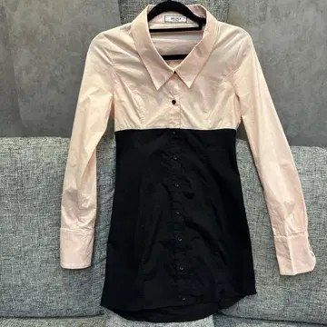 DELYLE BOUTIQUE 핑크 블랙 셔츠 원피스