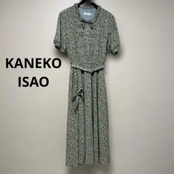 KANEKO ISAO 꽃무늬 롱 원피스, 리본 장식, 벨트 포함
