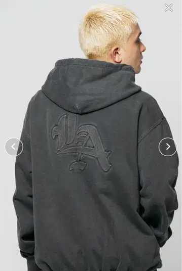 XLARGE LA 로고 자수 그레이 후드티 L