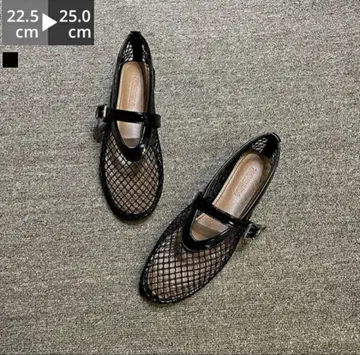 샌들 메쉬 플랫 메쉬 소재 블랙 23.5cm 37 사이즈