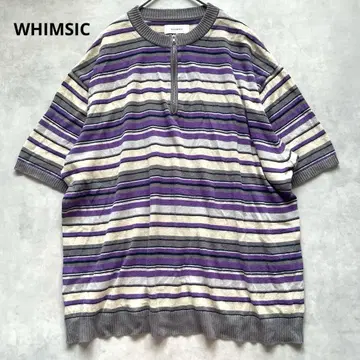 WHIMSIC 보더 하프 지퍼 업 썸머 니트 린넨 혼방