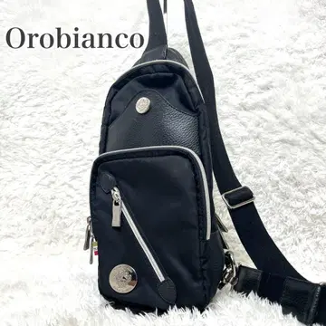 컨디션 최상 Orobianco 바디백 블랙 가죽 나일론 이탈리아제