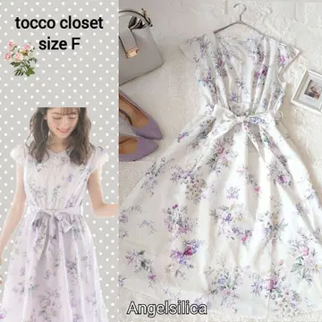 tocco closet 허리 리본이 달린 스위트 부케 플라워 원피스