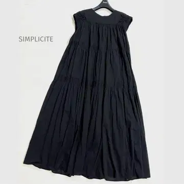 심플리시떼 SIMPLICITE 롱 원피스 프렌치 슬리브 블랙