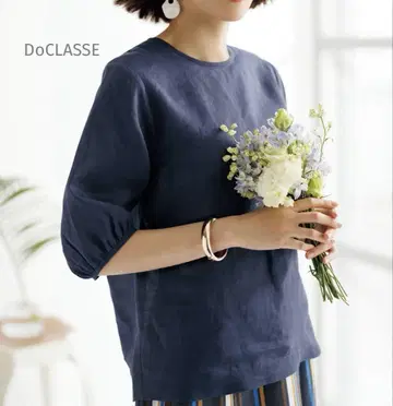 두클라세 DoCLASSE 린넨 100% 블라우스 11호 L 다크 네이비