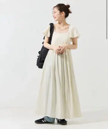 인도 더블 거즈 백산 프릴 원피스